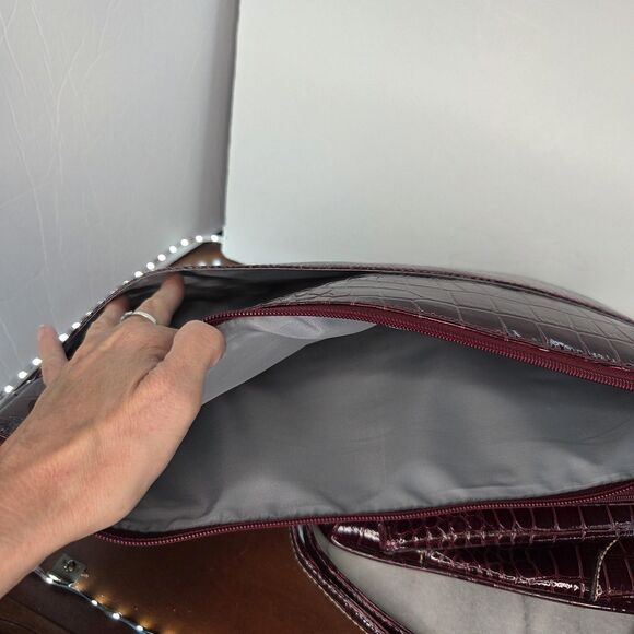 3 Piece Croc Embossed Handbag Set Womens Crossbody Purse Wallet Clutch Vinyl - Picture 7 of 10